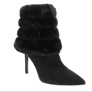 NEW Thalia Sodi Fur Booties/Ankle Fur Black Suede Boots Size 8